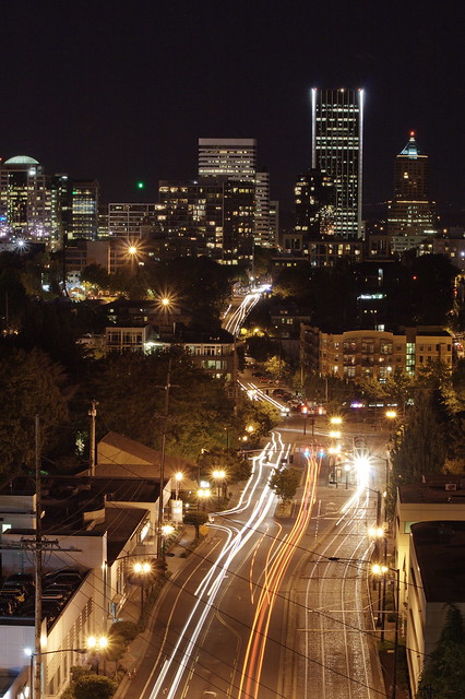 Downtown Portland at Night from Vista Ave Bridge