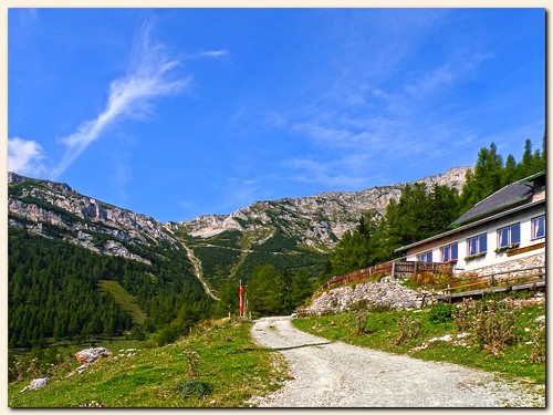 blue summer sky mountains geotagged austria europe wandern styria rax hicking mountainshelter waxriegelhaus
