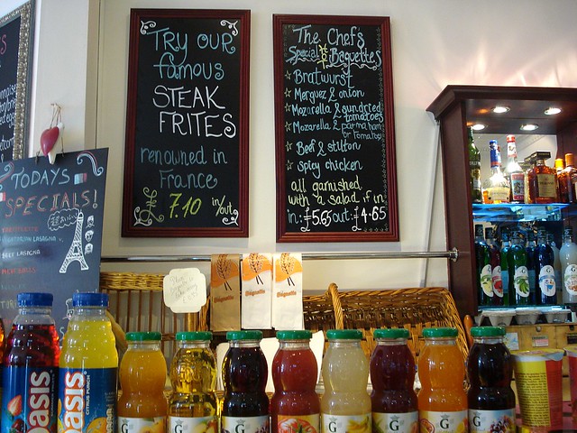 Boards and soft drinks at Le Gros Franck, Cambridge