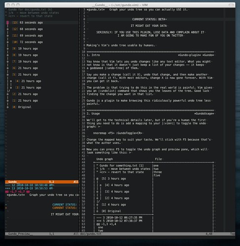 gundo | A screenshot of my Vim undo tree visualizer. | Steve Losh | Flickr