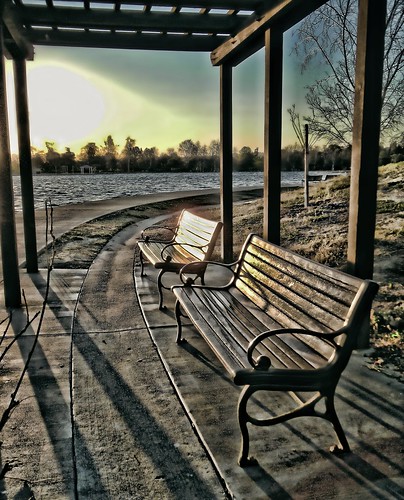 park lake sunrise bench nikon coolpix balboa s80 benchs digitalcameraclub chrisyarzab
