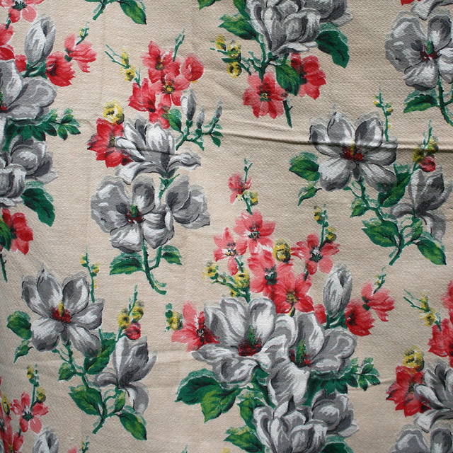1950's Vintage Flower Barkcloth