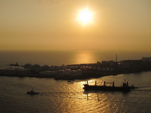 sunset sea sun japan gold ship chiba 夕日 tokyobay 船 千葉 東京湾 千葉ポートタワー chibaporttower 京葉工業地域