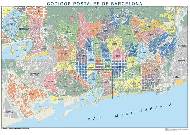 Barcelona Mapa Codigos Postales | Mapa de pared tamaño mural… | Flickr