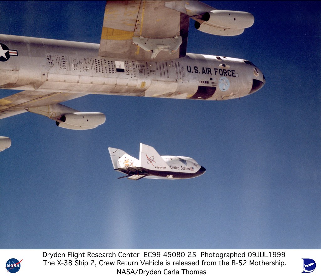 X-38 Ship #2 in Free Flight after Release from B-52 Mothership