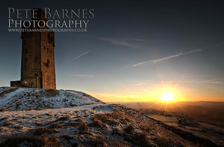 Castle hill in huddersfield at sunset in winter