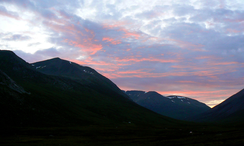 Sunset over Cairn Toul and Braeriach