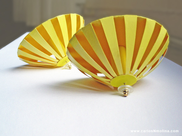 Paper Art - Yellow Dome Earrings