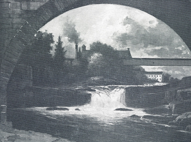 Photograph, Aqueduct, Falls, & Covered Bridge Painting