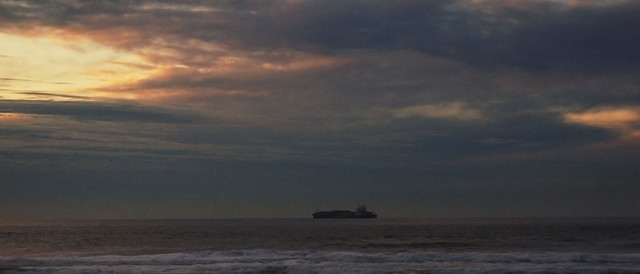 cargo ship at ocean beach, san francisco