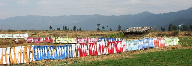 Colorful cloth fence - Baisha, near Lijiang, China