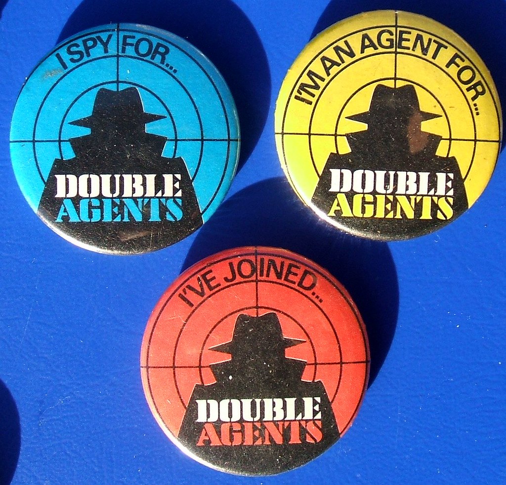 Trebor  Double Agents Red  pin badge   1970s 