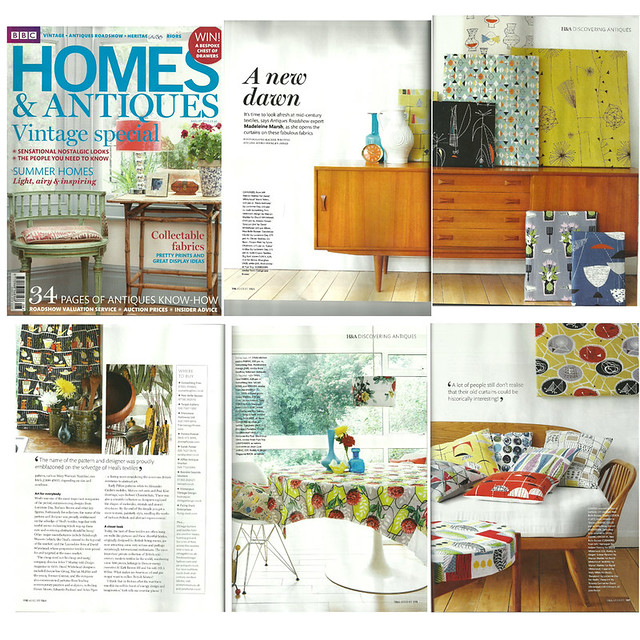 BBC Homes & Antiques Aug Issue is on Vintage Textiles