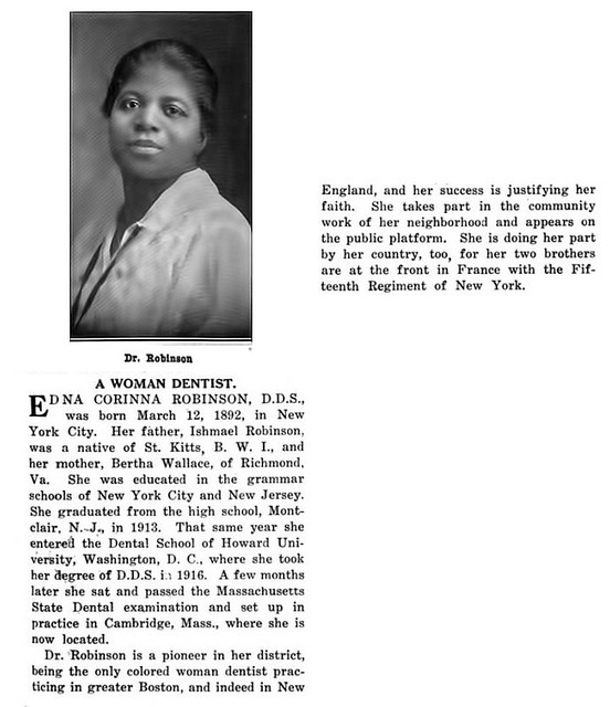 Meet Edna Robinson, a Woman Dentist - Crisis Magazine, October, 1918