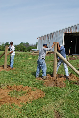 Making sure posts are level before cementing | by RAMM Horse Fencing & Stalls
