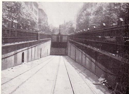 A view of the disused subway entrance ramp