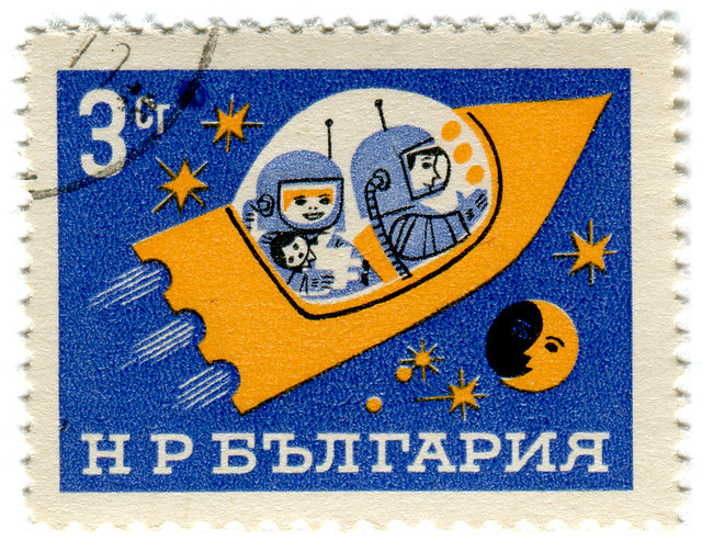 Bulgaria postage stamp: space ship