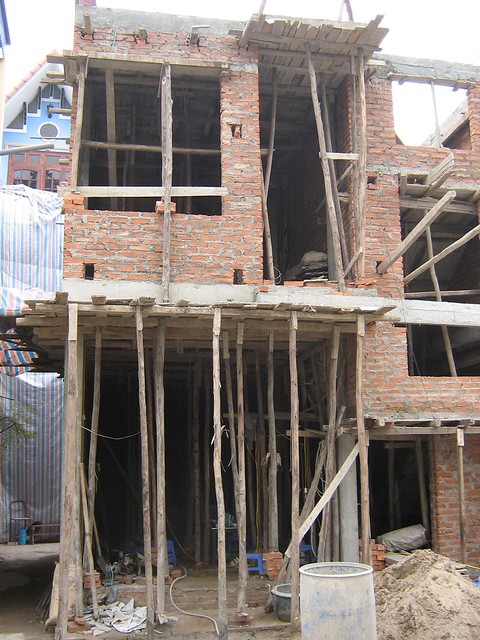 House under construction, Van Phuc village, Hanoi, April 2010