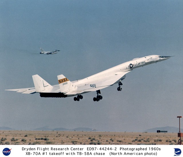 XB-70A #1 liftoff with TB-58A chase aircraft