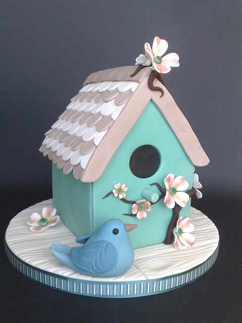 Shabby Chic Bird House Cake