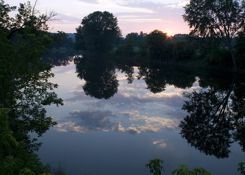 sunset sky reflection clouds river vermont winooski