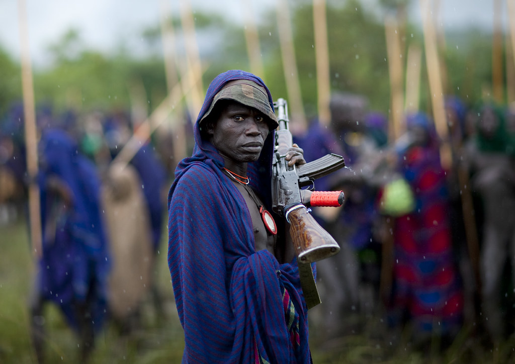 Rainy Donga stick fighting at Surma - Ethiopia.