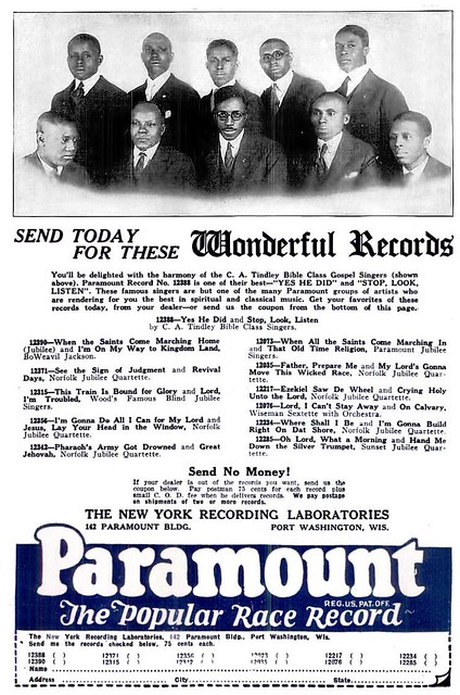Paramount Race Records Advertisement - February, 1927