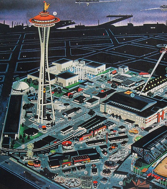 Seattle Worlds Fair 1962 vintage photo 1960s MAP ILLUSTRATION