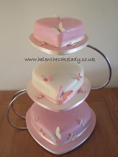 Pink & Ivory Heart shaped wedding cake