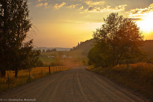 Homeward by Christopher McIntosh, sunset cloud sun sunlight field clouds fence washington farm silvercreek