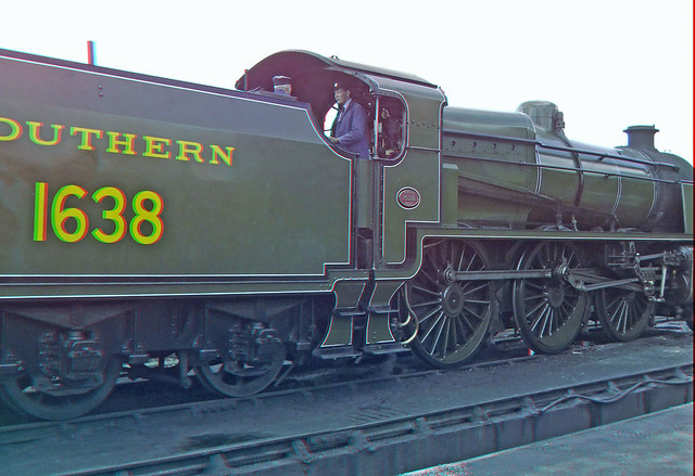 The Bluebell Railway Steam Locomotive 1638 in anaglyph 3D stereo red cyan glasses to view