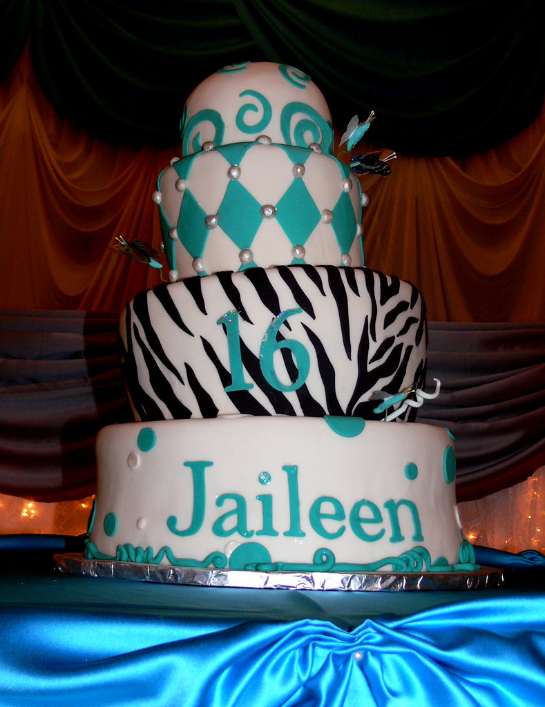 Tiger Striped Quinceanera Sweet 16 Cake
