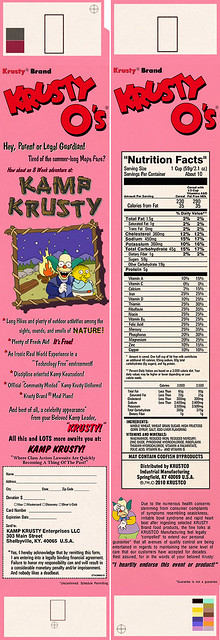 Krusty-O's Cereal Box Side Panels