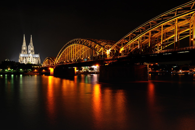 Cologne Cathedral and Hohenzollernbrücke at Night I