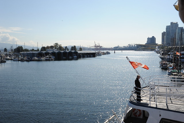 Canadian flag in port, Vancouver BC, Harbor, Life Release Project, Lotus Speech Canada 7647
