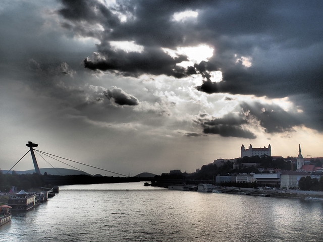 SNP Bridge and Bratislava Castle