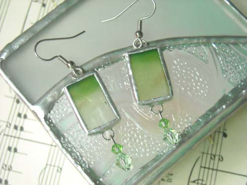 Stained Glass Earrings with Swarovski Crystals