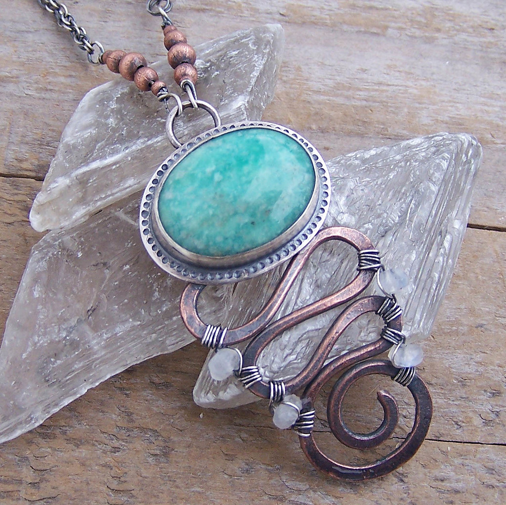 Amazonite, Rainbow Moonstone, Sterling Silver & Copper | Flickr