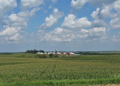 field clouds corn flat farm iowa silo east cornfields