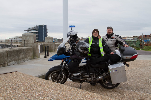 Rob & Lachlan at UK's Easternmost point, Lowestoft