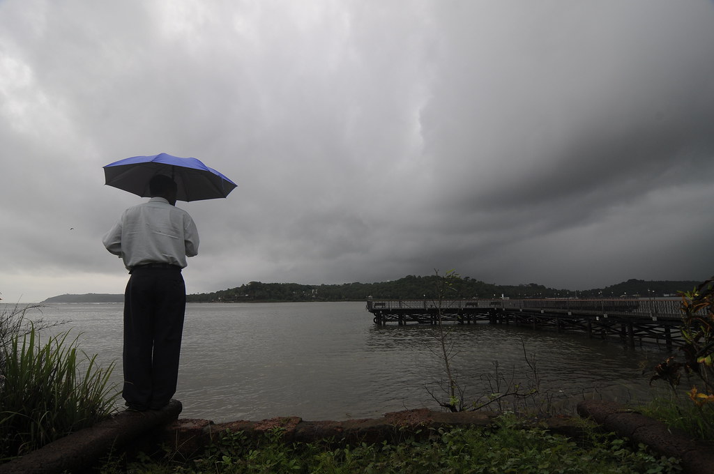 River Mandovi and the Sea at Panjim Goa - It is Monsoon Time by Anoop Negi