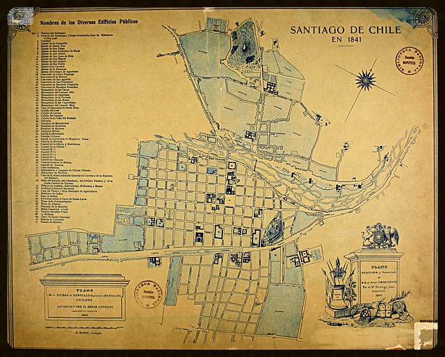 Plano de la ciudad de Santiago de Chile por Juan Herbage 1841