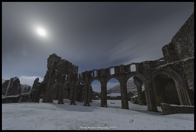 Llanthony Priory during it's first january snowfall