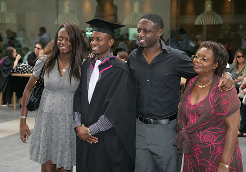 Graduating student with family