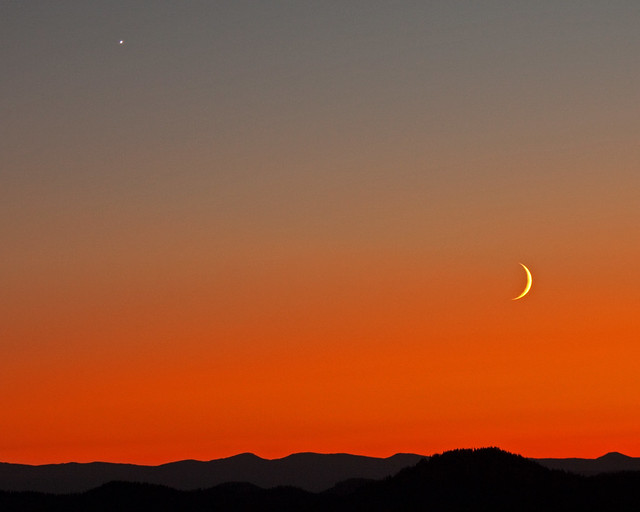 New Moon and Venus Over the Crater Buttes
