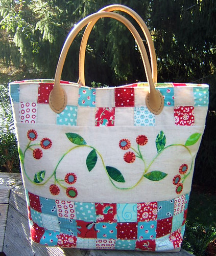 Linen bag with Applique | Linen patchwork bag I designed. Th… | Flickr