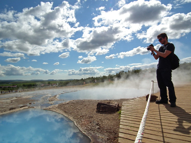 Photographer, Blue and Geysers in Iceland