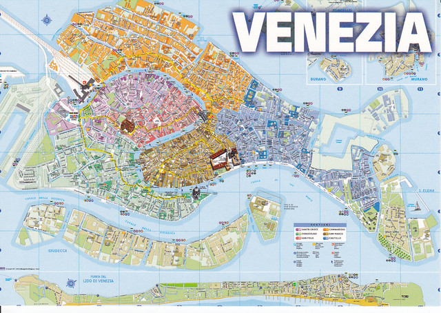 Italy, Venice Map Postcard