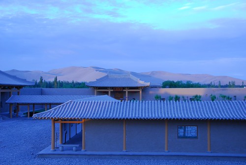Dunhuang Silk Road Hotel, morning, before sunrise. by J Chau, china road silk xian uighur kashgar uzbekistan samarkand bukhara turpan gobi timur pamir tashkent kh