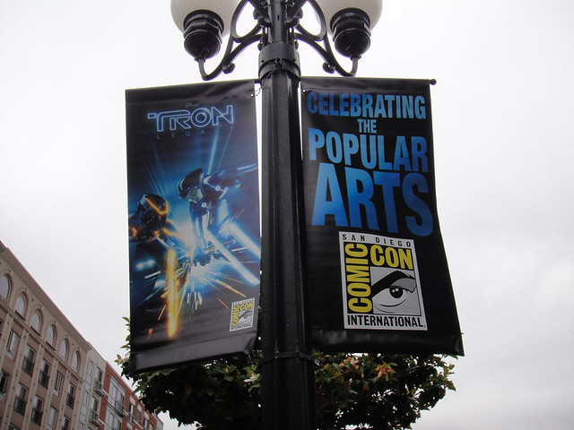 TRON Legacy San Diego Comic-Con 2010 banner in the Gaslamp District - lightcycles